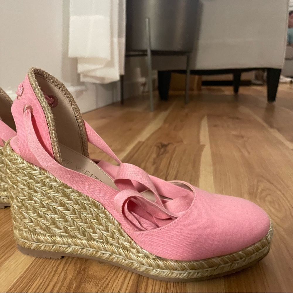 Stuart Weitzman ankle wrap lace up Espadrilles